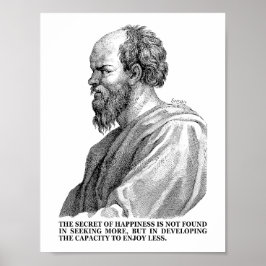 Socrates citeert over Geluk Poster