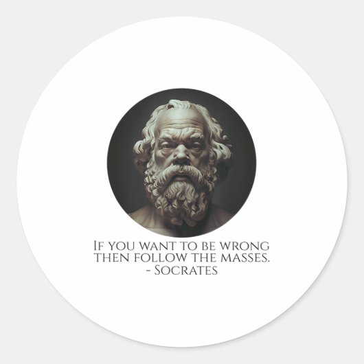 Socrates citeert over hoe je fout kunt zijn - Oudg Ronde Sticker (Voorkant)