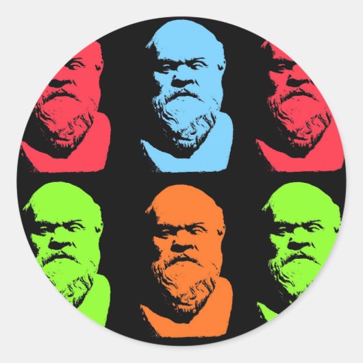 Socrates Collage Ronde Sticker (Voorkant)