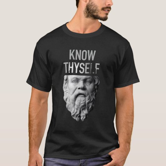 Socrates Delphi Orcale kent Thyself Philosophy Gif T-shirt (Voorkant)