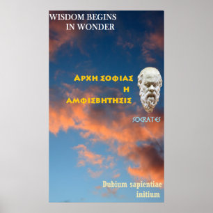 Socrates famous quote - Wisdom begins in wonder Poster