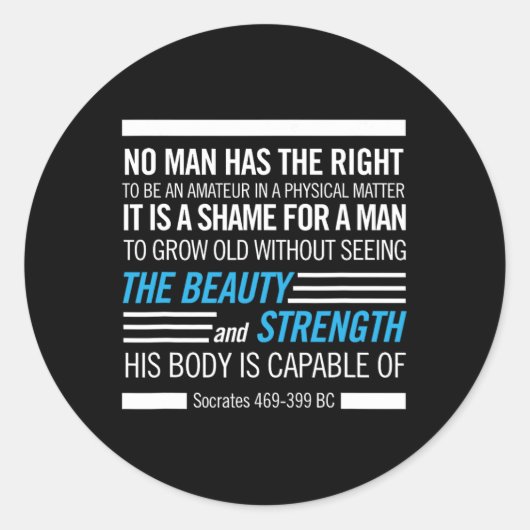 Socrates Lichamelijke Fitness Quote Bodybuilding o Ronde Sticker (Voorkant)