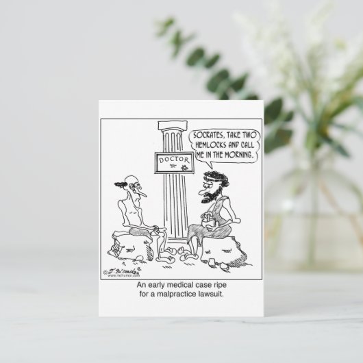 Socrates maakt een rechtszaak wegens wanpraktijken briefkaart (Staand voorkant)