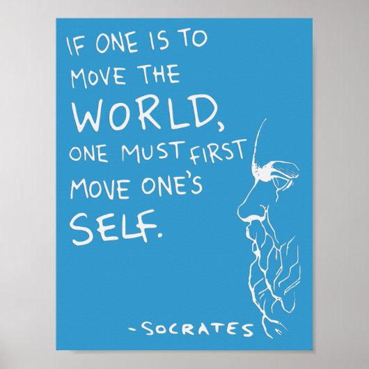 Socrates' "Move The World" Quote Poster (Blue) (Voorkant)