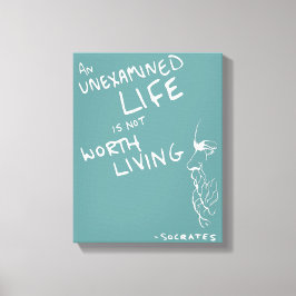 Socrates' "Ononderzocht Leven" Quote Canvas (Blauw