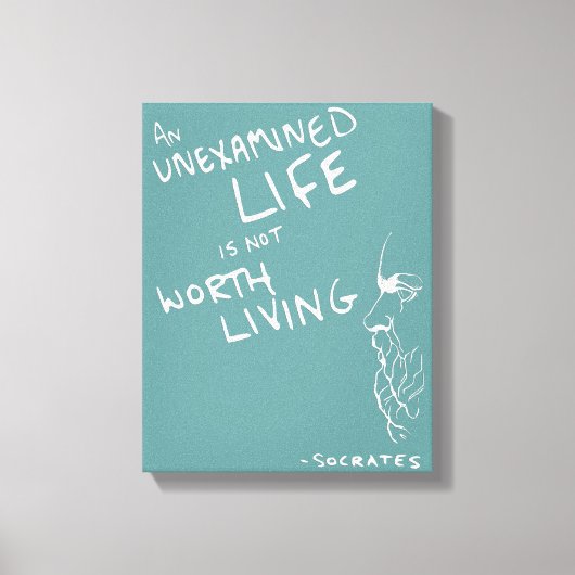Socrates' "Ononderzocht Leven" Quote Canvas (Blauw (Voorkant)