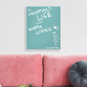 Socrates' "Ononderzocht Leven" Quote Canvas (Blauw Afdruk (Insitu (Woonkamer))