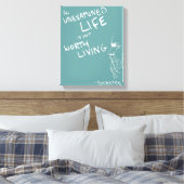 Socrates' "Ononderzocht Leven" Quote Canvas (Blauw Afdruk (Insitu (Slaapkamer))