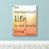 Socrates' "Ononderzocht Leven" Quote Canvas (Herfs (Insitu (Houten vloer))