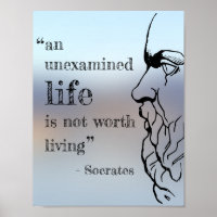 SOCRATES' Poster van het citaat "Niet-onderzocht L