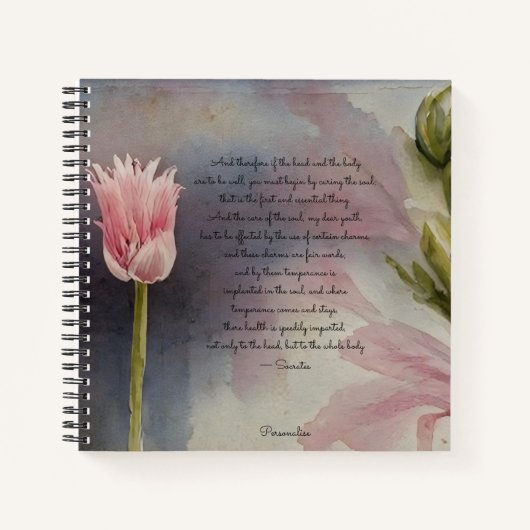 Socrates Soul Health Quote Pink Flower Journal Notitieboek (Voorkant)