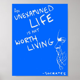 Socrates' "Unexamined Life" Quote Poster (Blue)