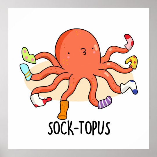 Soctopuss Cute Octopus Met Socks Pun Poster Zazzle Nl