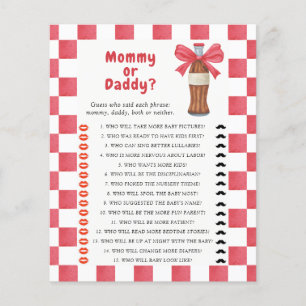Soda baby shower mama of pappa spel