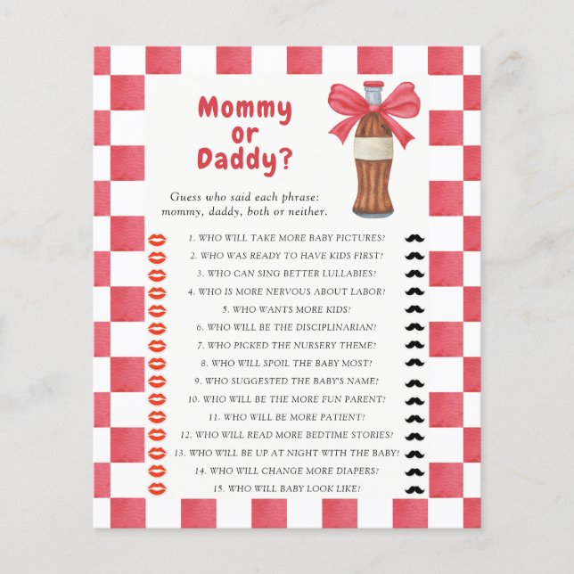Soda baby shower Mommy or daddy game (Voorkant)