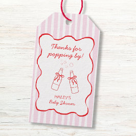 Soda Bottle Bow Pink & Red Wavy Baby Shower Cadeaulabel