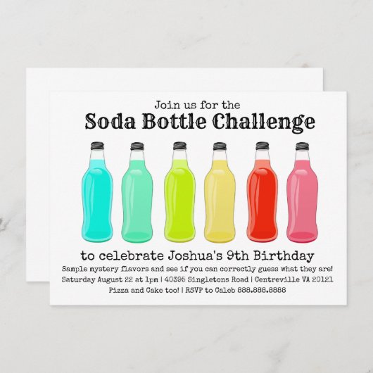 Soda Bottle Challenge Birthday Party Kaart (Voorkant / Achterkant)