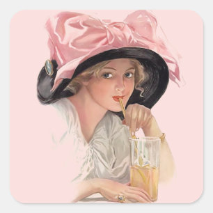 Soda Girl in Pet Vierkante Sticker