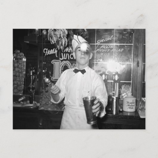 Soda Jerk, jaren '30 Briefkaart (Voorkant)