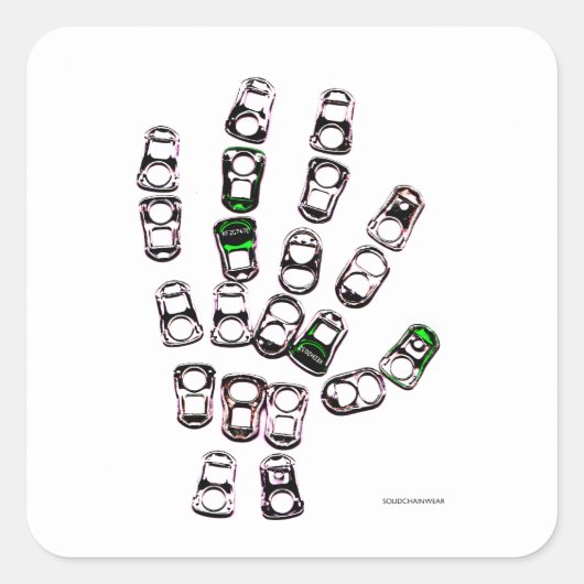 Soda kan de hand van het lipje trekken vierkante sticker (Voorkant)