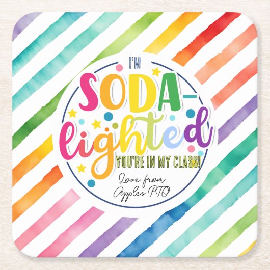 soda - lichtvolle waardering in vierkante sticker kartonnen onderzetters (Voorkant)