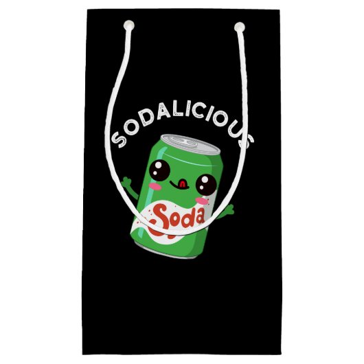 Soda-licious Funny Soda Pop Pun Dark BG Klein Cadeauzakje (Voorkant)