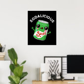 Soda-licious Funny Soda Pop Pun Dark BG Poster (Thuiskantoor)