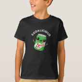 Soda-licious Funny Soda Pop Pun Dark BG T-shirt (Voorkant)