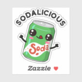 Soda-licious Funny Soda Pop Pun Sticker (Vel)