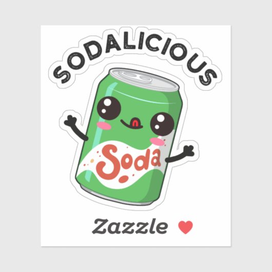 Soda-licious Funny Soda Pop Pun Sticker (Vel)
