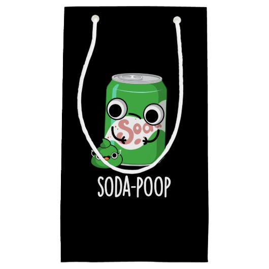 Soda Poop Funny Drink Pun Dark BG Klein Cadeauzakje (Voorkant)
