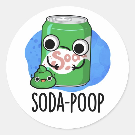 Soda Poop Funny Drink Pun Ronde Sticker (Voorkant)