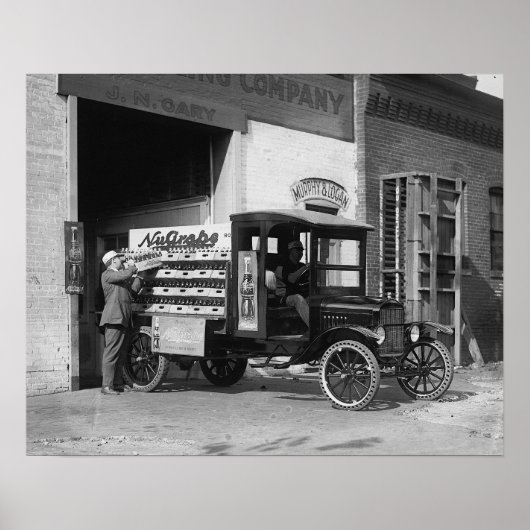 Soda Pop Bezorgwagen, 1924. Oude foto Poster (Voorkant)