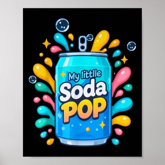 Soda Pop Cartoon Splash Schattigee retro drank gra Poster (Voorkant)