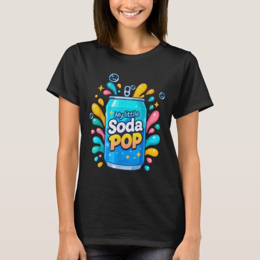 Soda Pop Cartoon Splash Schattigee retro drank gra T-shirt (Voorkant)