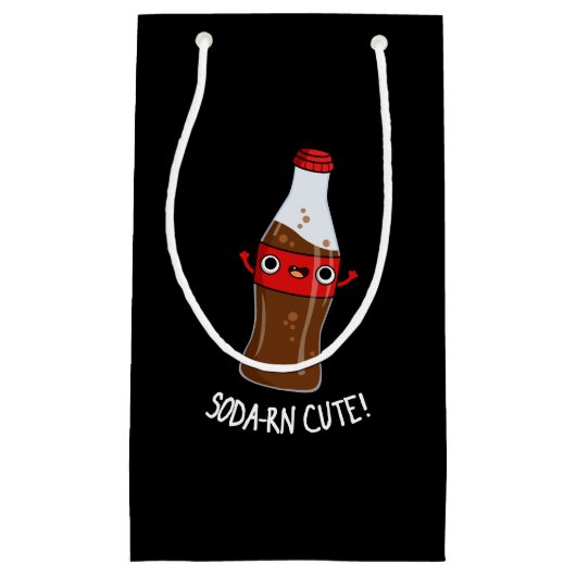 Soda-rn Cute Funny Soda Pun Dark BG Klein Cadeauzakje (Voorkant)