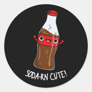 Soda-rn Cute Funny Soda Pun Dark BG Ronde Sticker