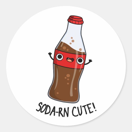 Soda-rn Cute Funny Soda Pun Ronde Sticker (Voorkant)