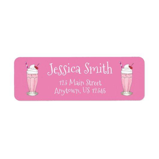 Soda Shoppe Strawberry Ice Cream Milkshake Shake Etiket (Voorkant)