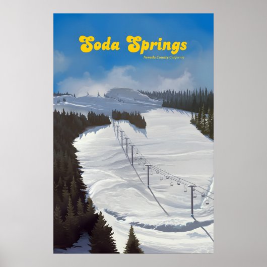 Soda Springs California Skigebied Reisposter Poster (Voorkant)