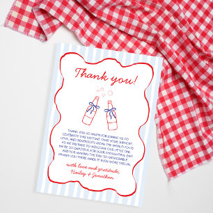 Soda Thema Rood & Blauw Handgetekende Baby Shower Bedankkaart