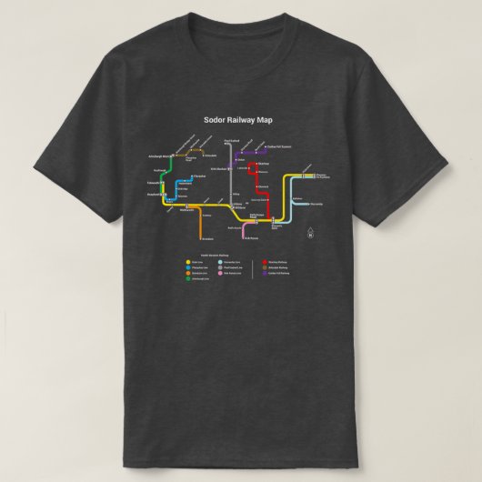 Sodor Railway Map TTC Style Dark 1 T-shirt (Design voorkant)