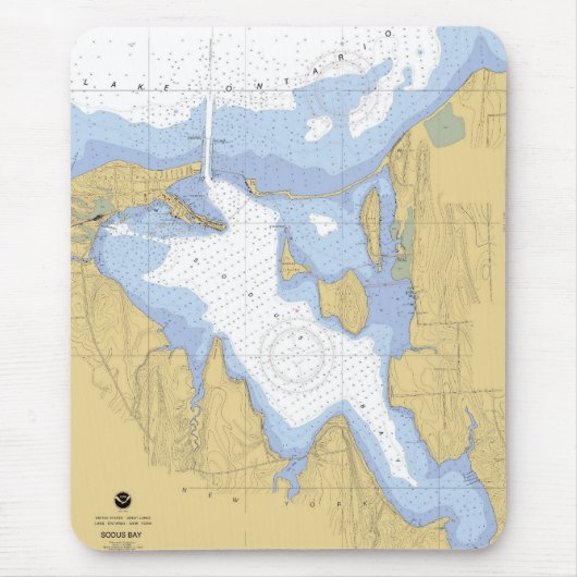 Sodus Bay NY Nautical Harbour Chart Mousepad Muismat (Voorkant)
