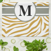 Soedan Brown Safari Zebra met monogram Theedoek (Gevouwen)