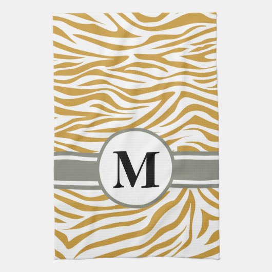 Soedan Brown Safari Zebra met monogram Theedoek (Verticaal)