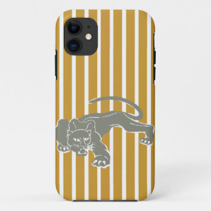Soedan Bruin Safari Stripe met luipaard iPhone 11 Hoesje