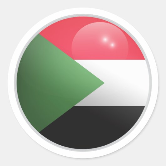 Soedan Glossy Circle Flag Ronde Sticker (Voorkant)
