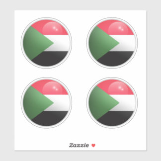Soedan Glossy Circle Flag Sticker