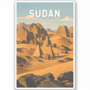 Soedan Illustratie Reis Kunst Vintage Sticker