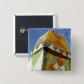 Soedan, Noord (Nubia), Versierd dak Vierkante Button 5,1 Cm (Voorkant /achterkant)
